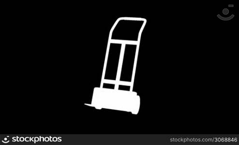 Empty hand truck, rotates on white background