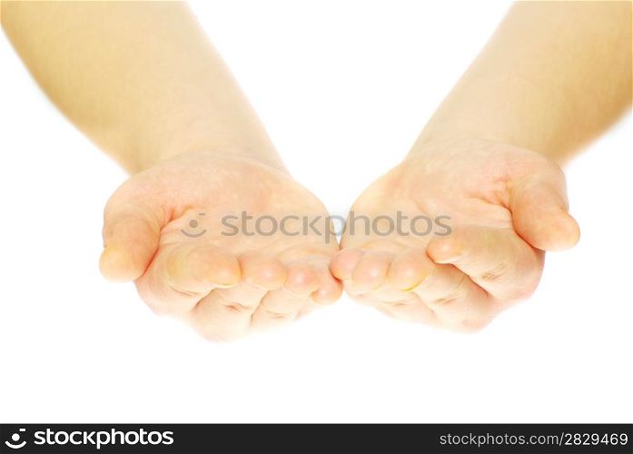 Empty hands isolated on white