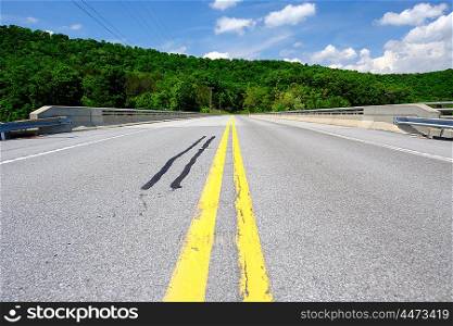 Empty highway in Pennsylvania at sunny summer day