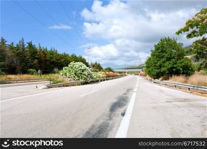 empty highway in Sicily in summer day
