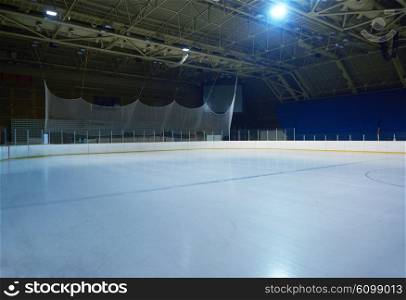 empty ice rink, hockey and skating arena indoors
