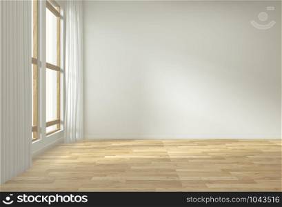 Empty interior background, room with decoraion mock up on wooden floor minimal design zen style.3d rendering