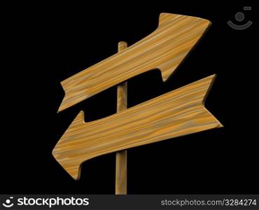 empty isolated wooden signpost. 3d