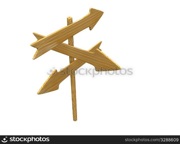 empty isolated wooden signpost. 3d