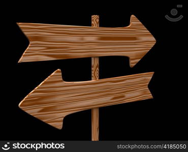 empty isolated wooden signpost. 3d