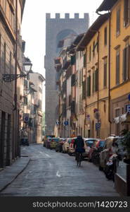empty italian street of Florence in the Province of Siena