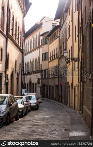 empty italian street of Florence in the Province of Siena