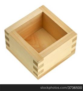 empty japanese wooden box masu for sake isolated on white background