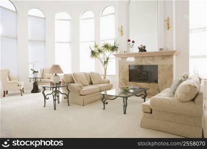 Empty living room in luxurious home