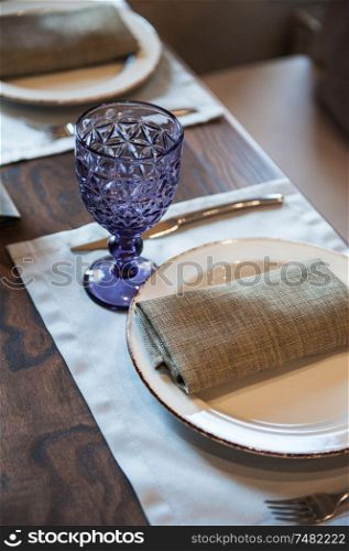 Empty luxury dish on table in restaurant.. Empty dish on table in restaurant.
