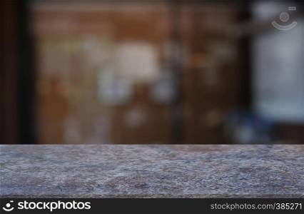 Empty marblestone table in front of abstract blurred indoor house room interior background. For montage product display or design key visual layout - Image