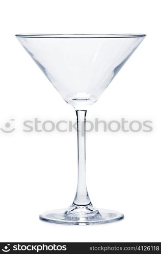 Empty martini glass isolated on white background