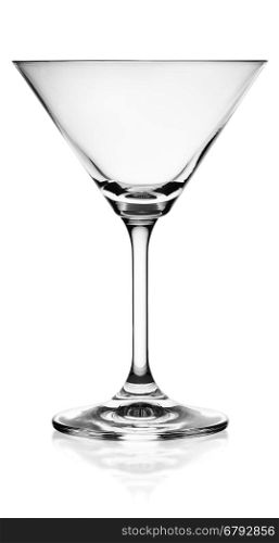Empty martini glass isolated on white background
