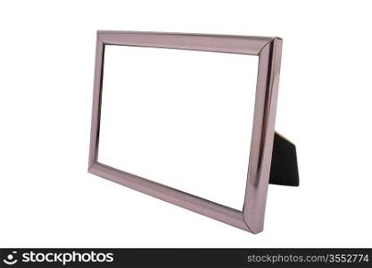 Empty metal picture frame isolated on white background