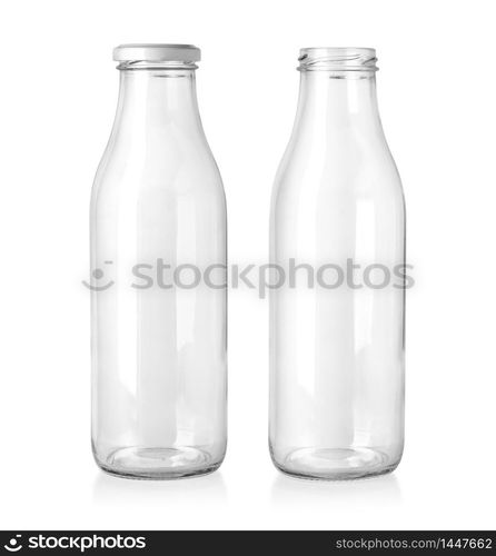 empty milk bottle isolated on white with clipping path