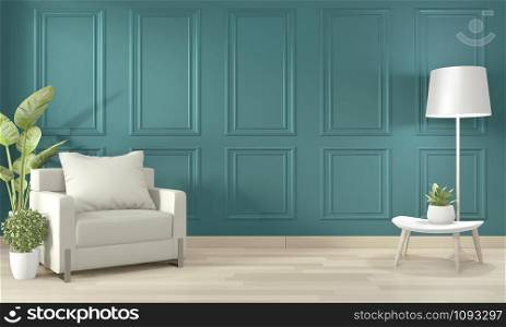 Empty modern contemporary room and design wall with molding .3D rendering
