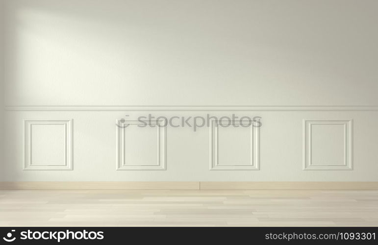 Empty modern contemporary room and design wall with molding .3D rendering