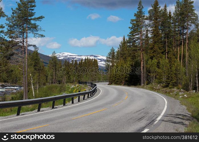 empty mountain road at the Norway