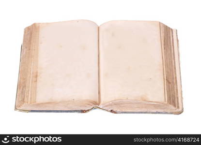 Empty old book isolated on white background