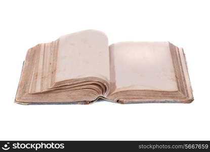 Empty old book isolated on white background