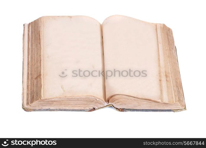Empty old book isolated on white background