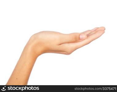 Empty open hand isolated on white background