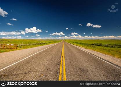 Empty open highway in Wyoming. Empty open highway in Wyoming, USA