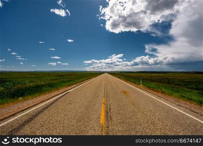 Empty open highway in Wyoming. Empty open highway in Wyoming, USA