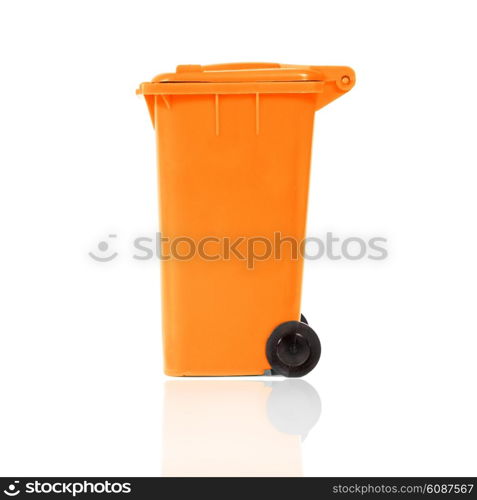 empty orange recycling bin