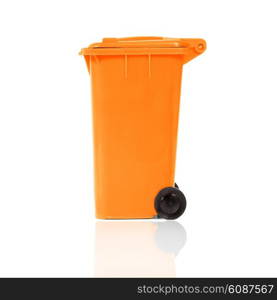 empty orange recycling bin