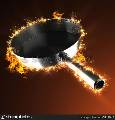 empty pan in fire
