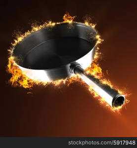 empty pan in fire