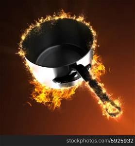 empty pan in fire