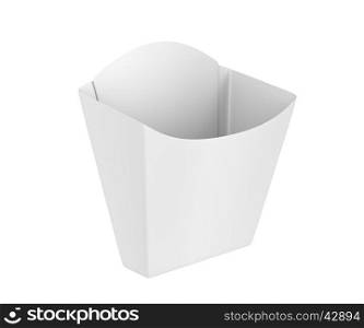 Empty paper container for french fries, isolated on white background