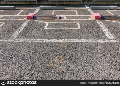 Empty parking lot in outdoor parking area with automatic locking system