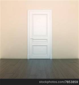 Empty Peach Interior Room With White Door