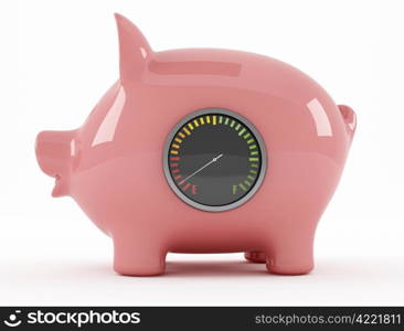 empty piggy bank with fuel gauge - rendering
