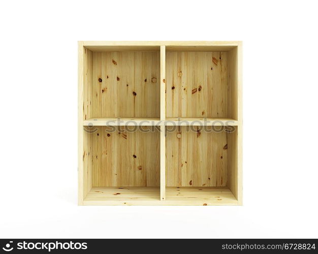 empty pine box isolated 3d render