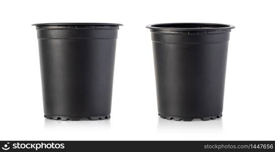 Empty ????? plastic flower pot isolated on white background with clipping path