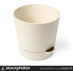 Empty plastic flower pot isolated over the white background with clipping path