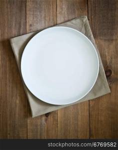 empty plate on wooden table