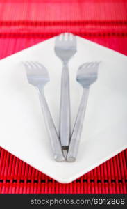 Empty plate with utensils