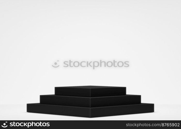 Empty podium Blank product shelf standing backdrop white background. 3D rendering.