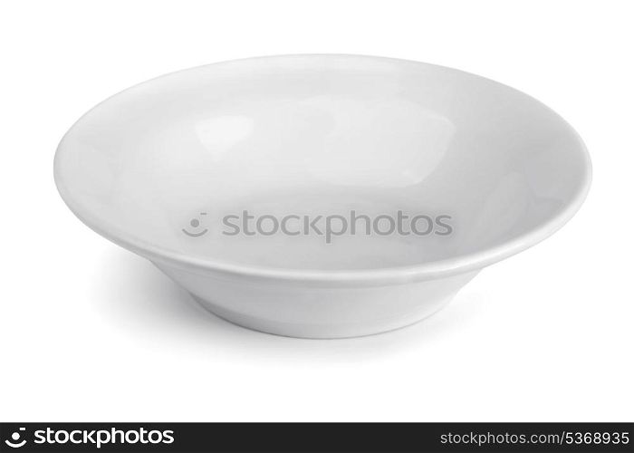Empty porcelain soup plate isolated on white