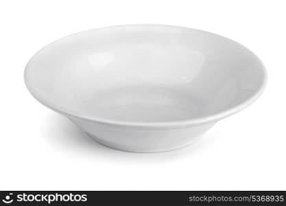 Empty porcelain soup plate isolated on white