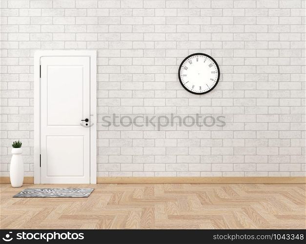 Empty poster on brick wall. decorative tree. Mock up, 3D Rendering
