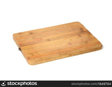 empty rectangular wooden cutting kitchen board isolated on white background