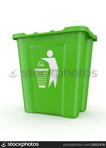 Empty recycle bin with sign recycling. 3d
