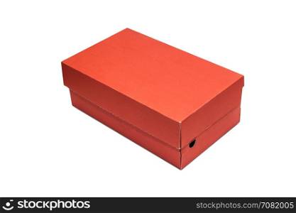 Empty Red Cardboard box with opened lid isolated on white background. With clipping path.. Cardboard box with lid isolated on white background