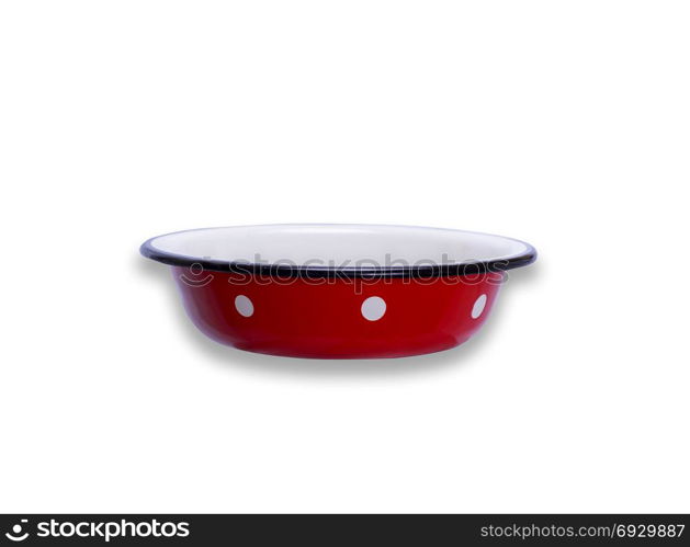 empty red iron bowl isolated on white background